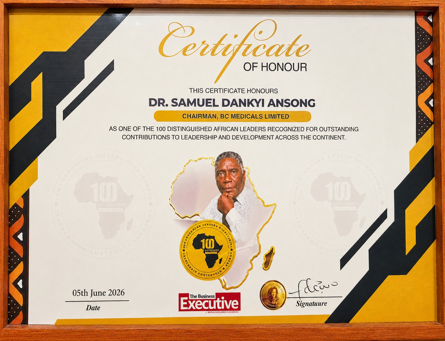 Dr. Samuel Dankyi Ansong Recognized Among Africa's 100 Distinguished Leaders